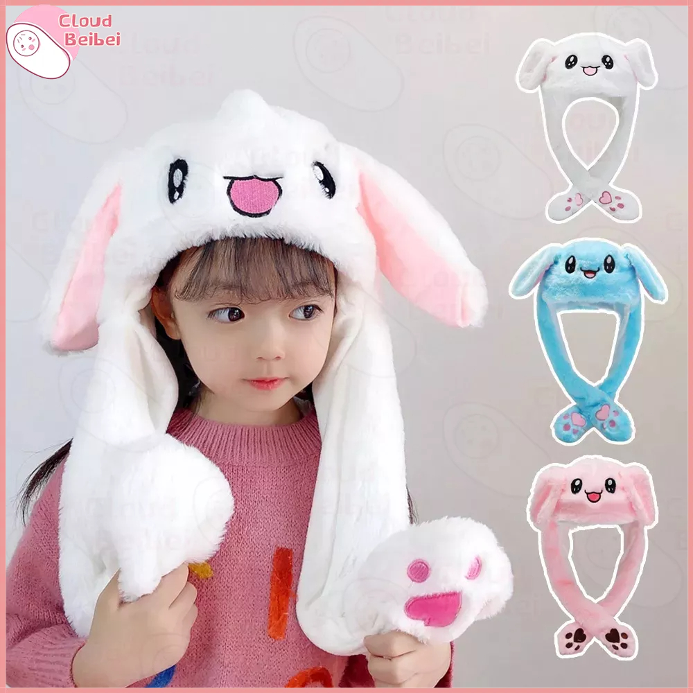 Cloud Rabbit Hat With Light Plush Ears Removable Sweet Cute Bunny Plush ...