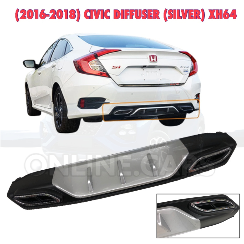 OC 2016 2017 2018 HONDA CIVIC SILVER Car Rear Bumper Diffusers Lip