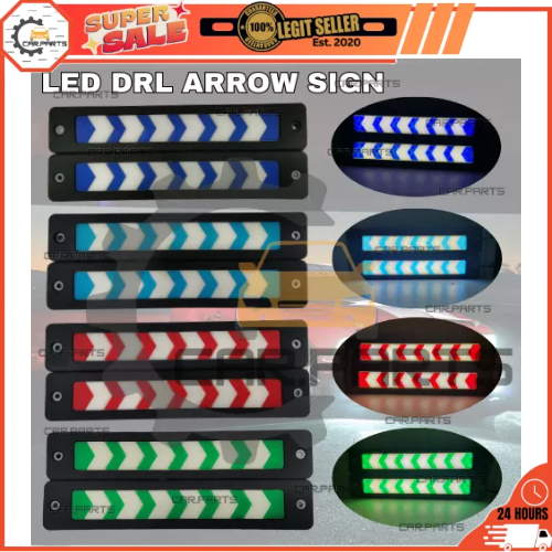 CP 2pcs (Arrow Sign) Car Front Bumper COB LED Daytime Running Lights ...