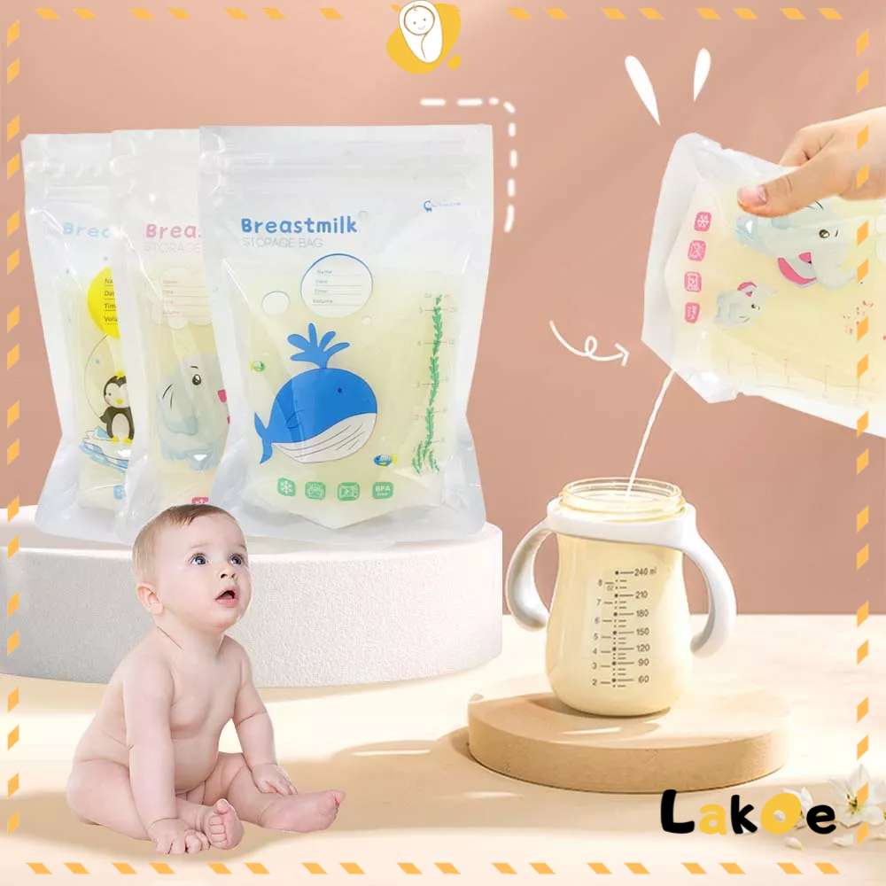 Lakoe 30pcs Breastmilk Storage Bag 5oz ASI Double Lock BPA Free for