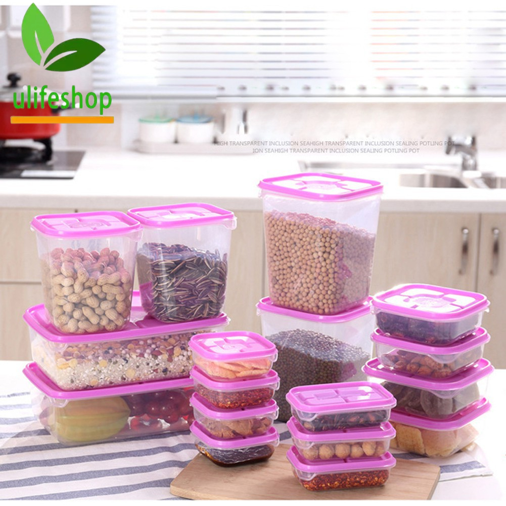 Ulife 17pcs/6pcs Sealed Plastic Food Container Fridge Container Box Set ...