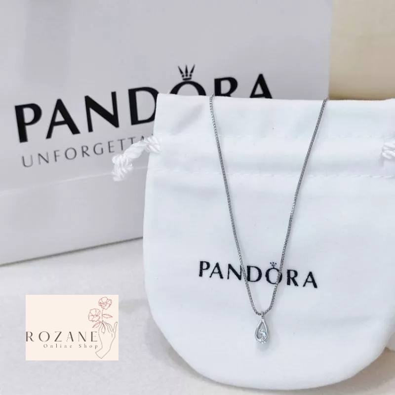 Pandora Diamond Drop Silver Necklace For Women Shopee Philippines