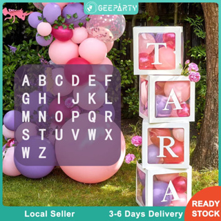 30*30 cm A-Z Alphabet Transparent White Balloon Box Baby Shower