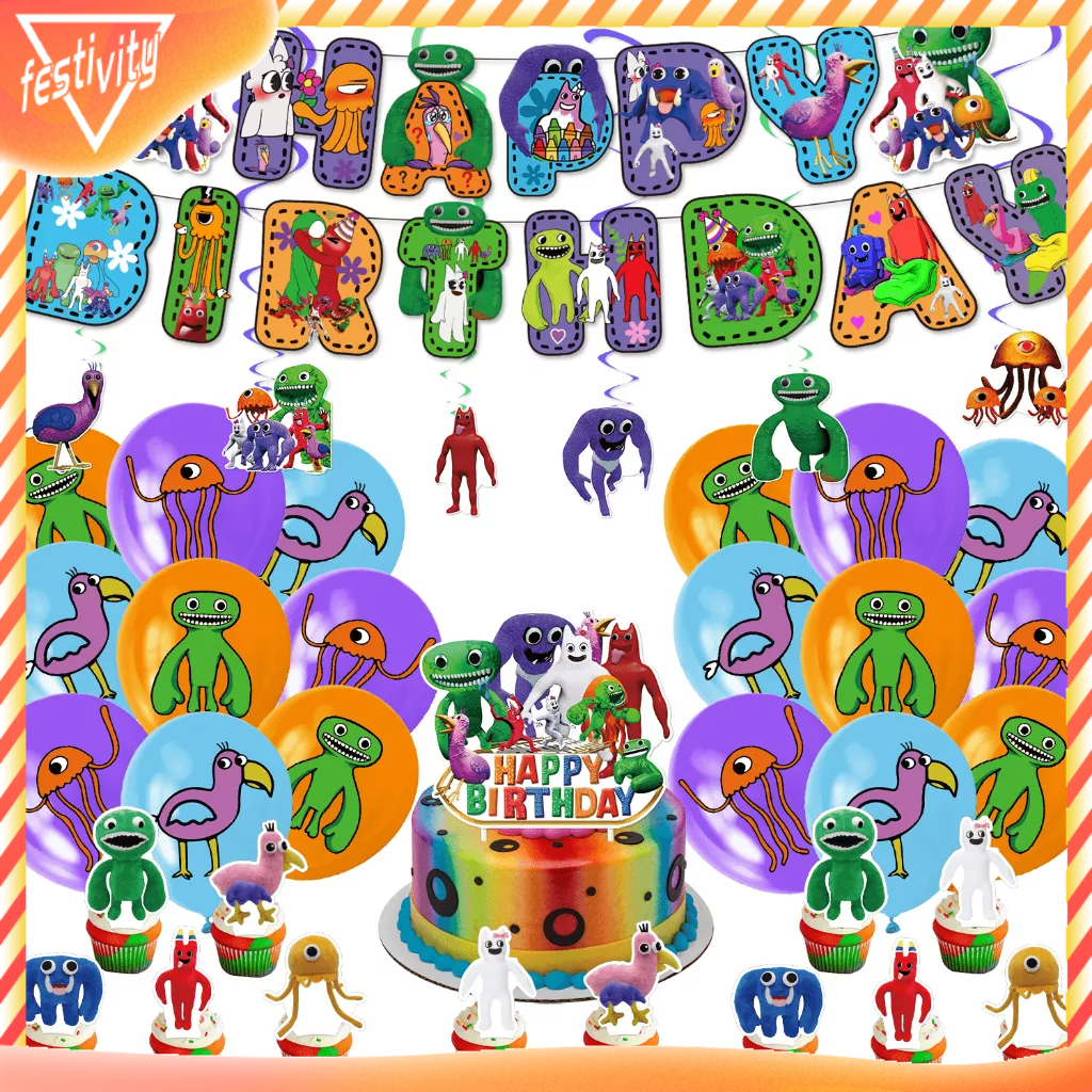 Garten of banban Set A&B Birthday Party Birthday Banner Cake Topper ...