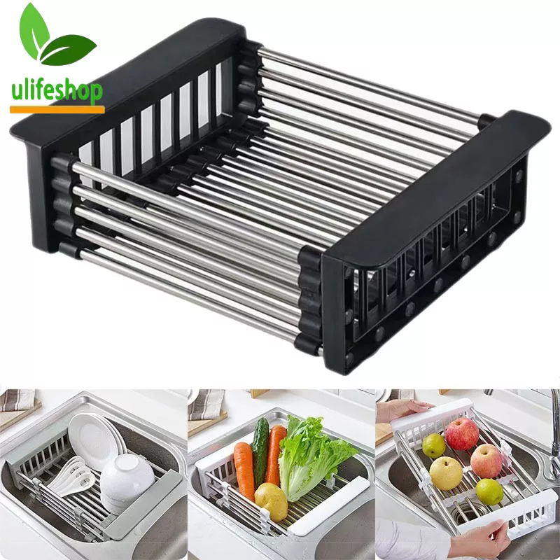 Retractable Sink Water Filter Rack Drain Basket Stainless Steel Kitchen ...