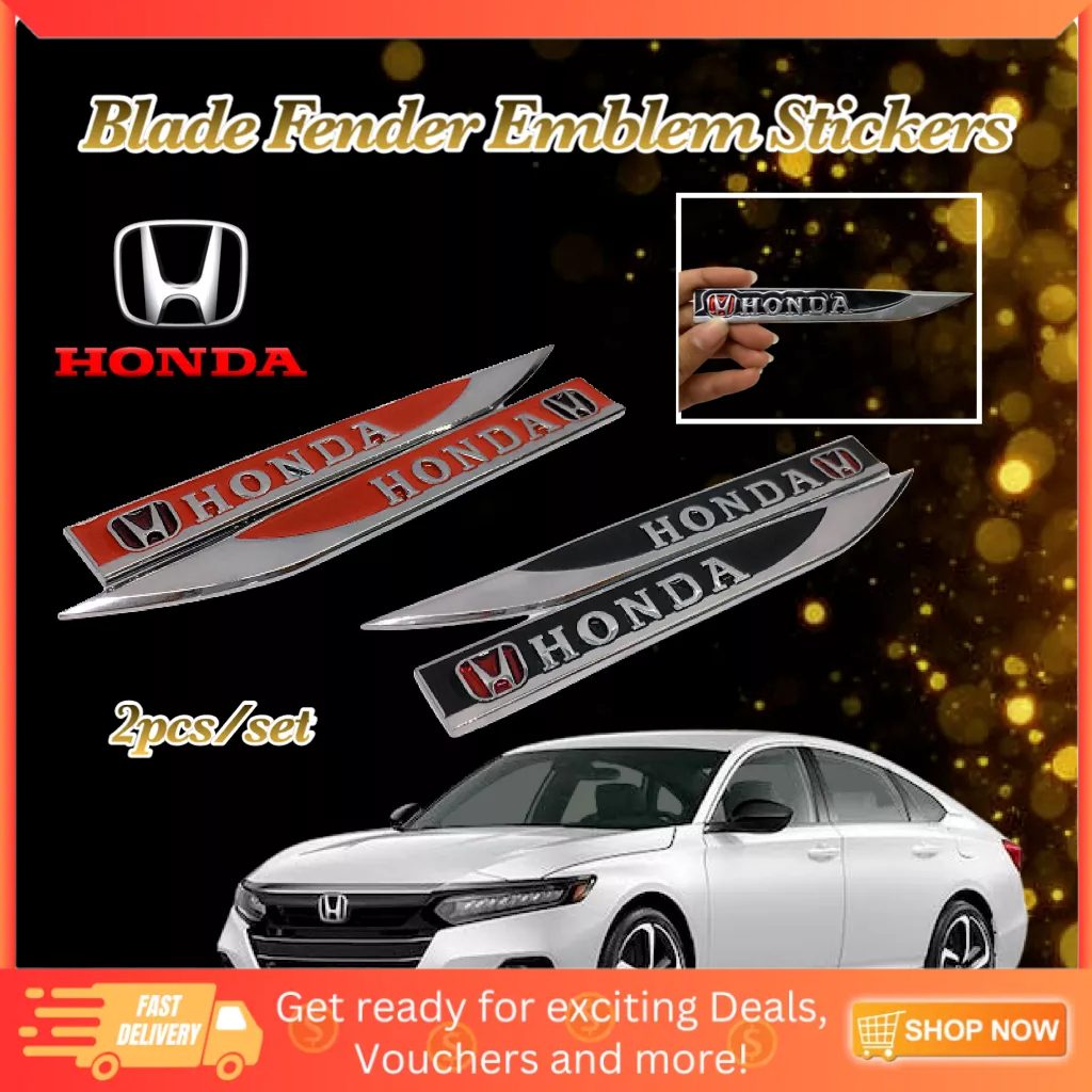 COS 2pcs Honda Car Side Blade Fender Emblem 3D Metal Logo Sticker (GOOD ...
