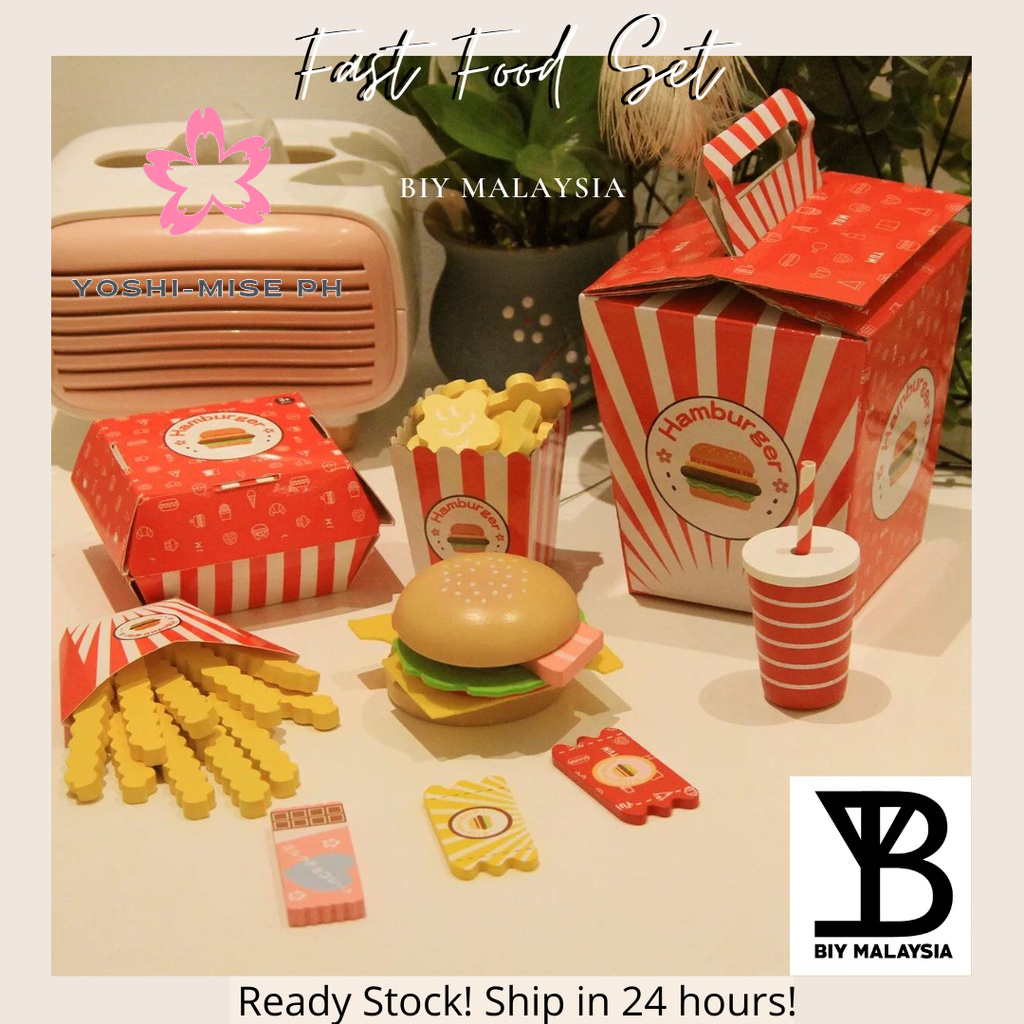 Kids Role Play Burger Fries Fast Food Set Kids Pretend Toy Boy Girl ...