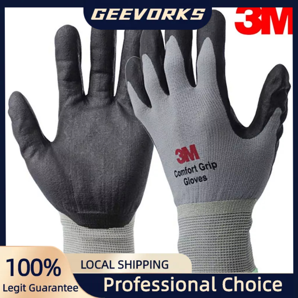 3M 1 Pair Comfort Grip Glove Nitrile Rubber Protective Gloves Cut