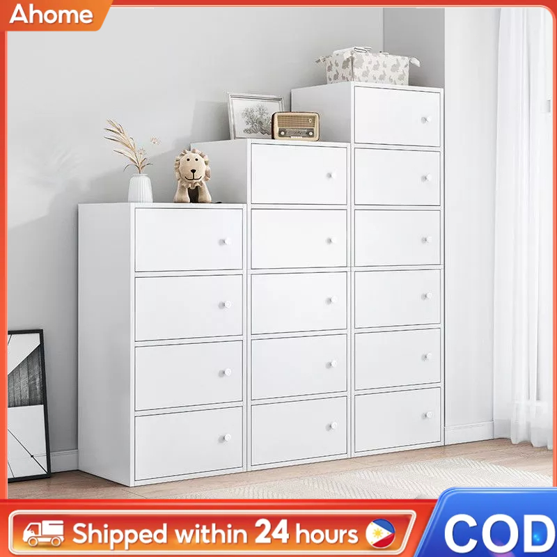 3/4/5 Tier Storage Cabinet with Door Bookcase White Furniture Living ...