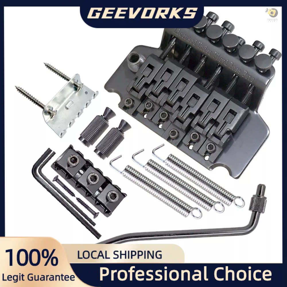 [local]6 String Double Roll Tailpiece Saddle Tremolo Bridge System For Electric Guitar