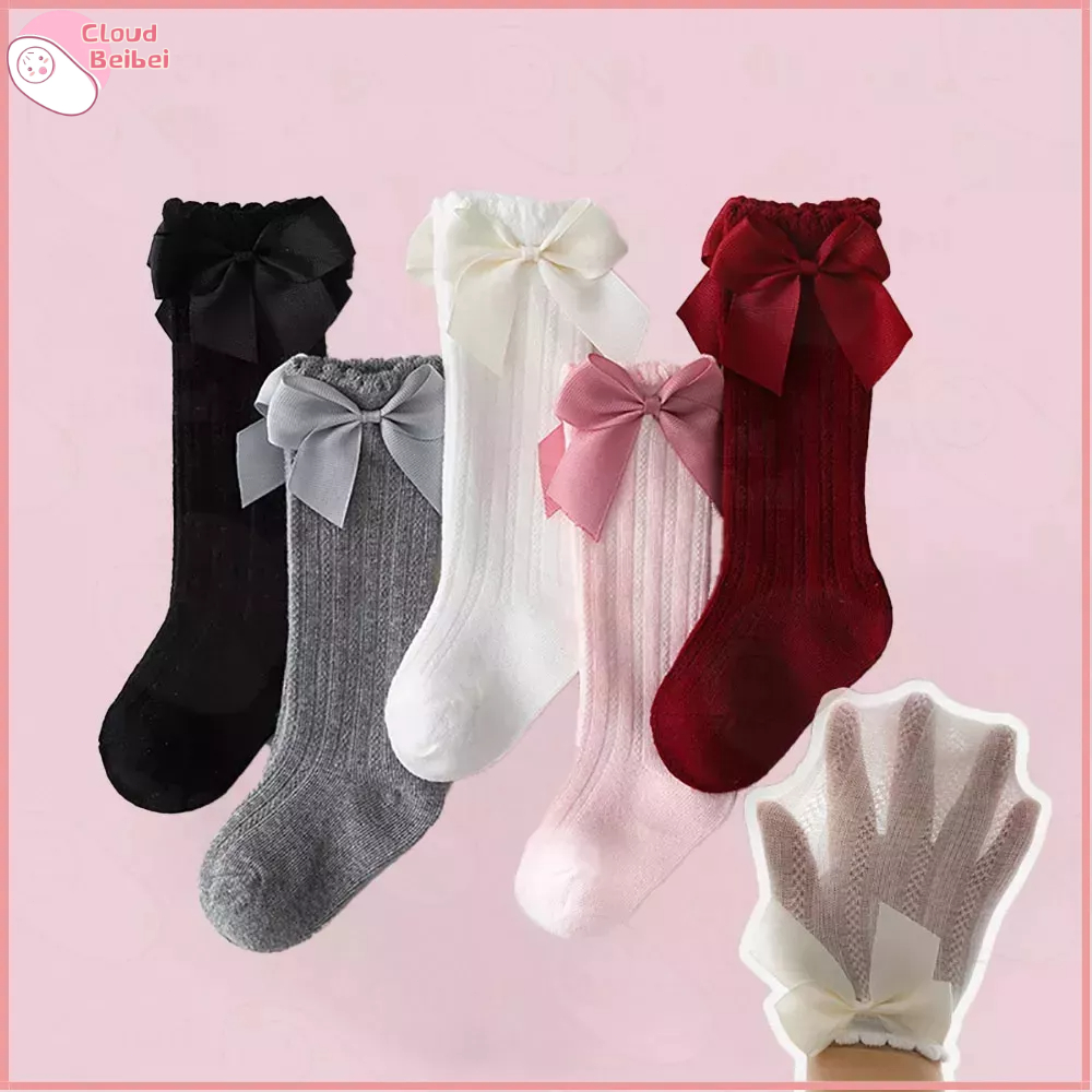 Cloudbeibei Baby Knee High Socks Big Bow Knot Comfort Cotton Medyas For