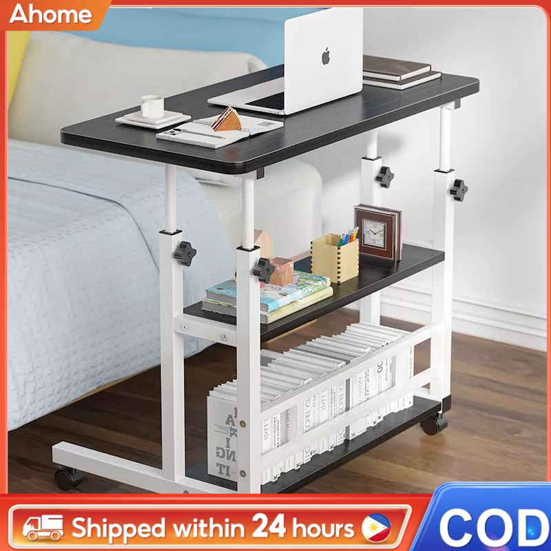 [Adjustable Height]Bedside Table with Wheel Movable Laptop Table Computer Desk Multifunctional
