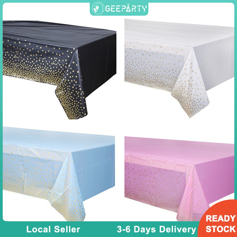 Disposable Gold Dot Gilded Tablecloth Rose Gold Plastic Table Cloth Happy Birthday Party