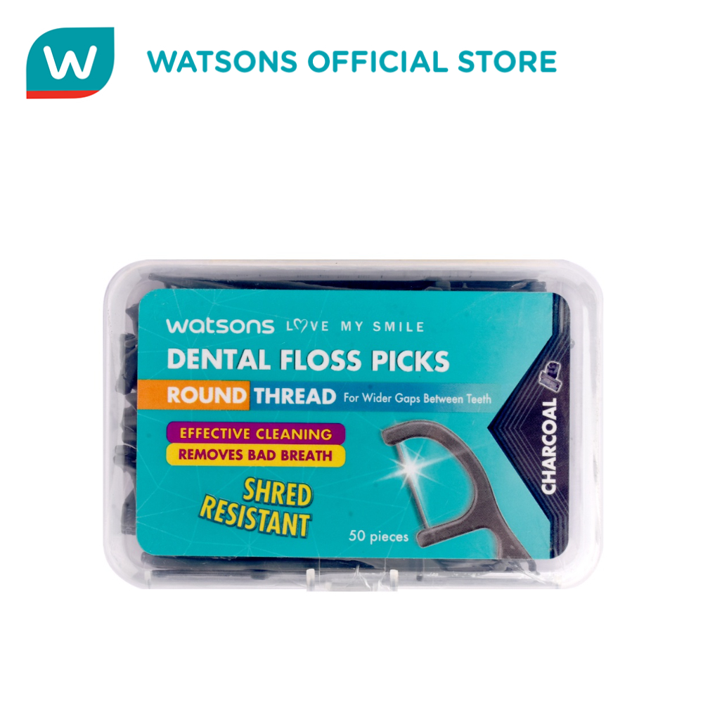 WATSONS Charcoal Round Thread Dental Floss 50pcs per box Shopee