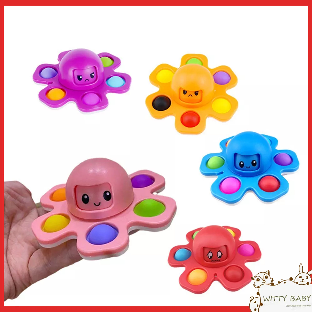 WB Flip Face-changing Octopus Spinner Top for Kids Pop It Fidget ...