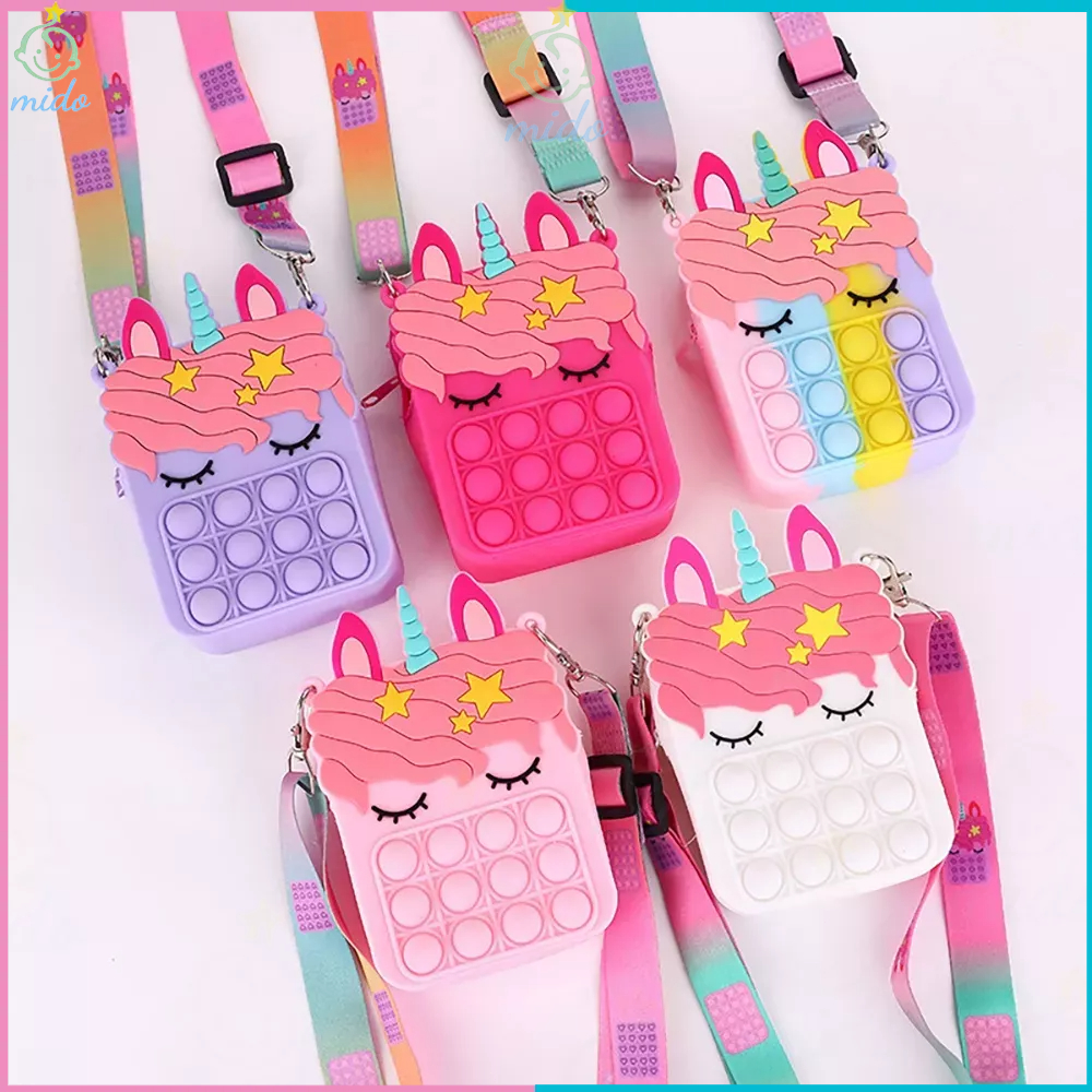MD Pop It Unicorn Bag for kids girls Fidget Toy kids gift bag for baby