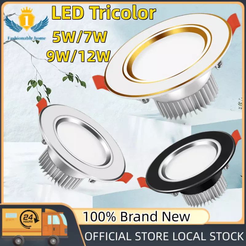 Downlight LED Ceiling Light Recessed Pin Light Tricolor 5W/7W Panel ...