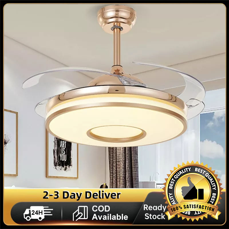 Invisible 42Inch Ceiling Light With Fan 3color Remoter LED Silent ...