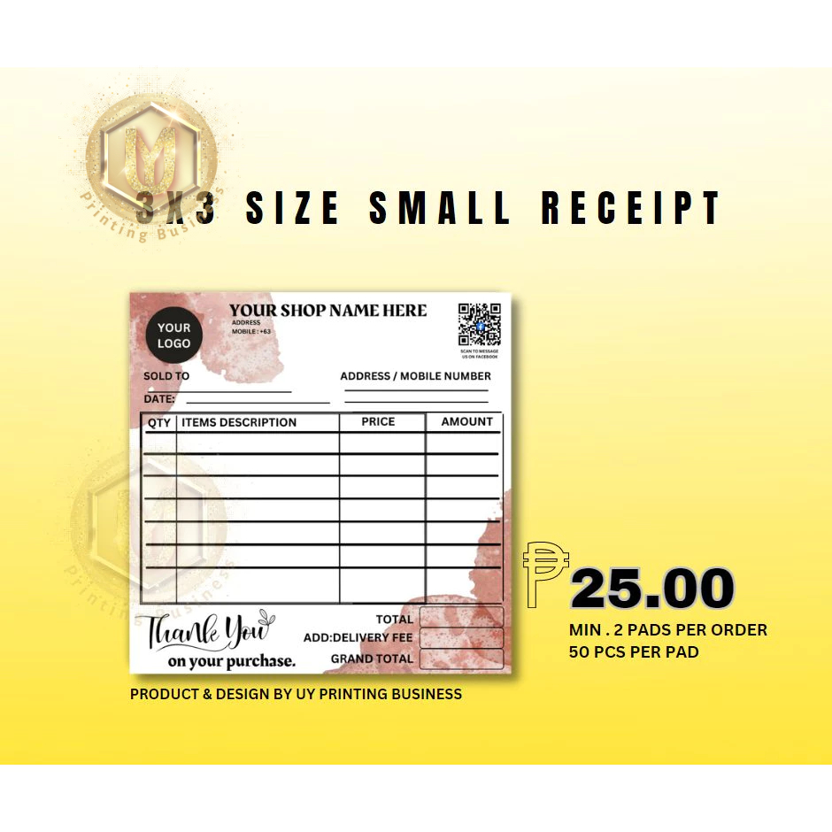 SMALL RECEIPT 3X3 SIZE | Shopee Philippines