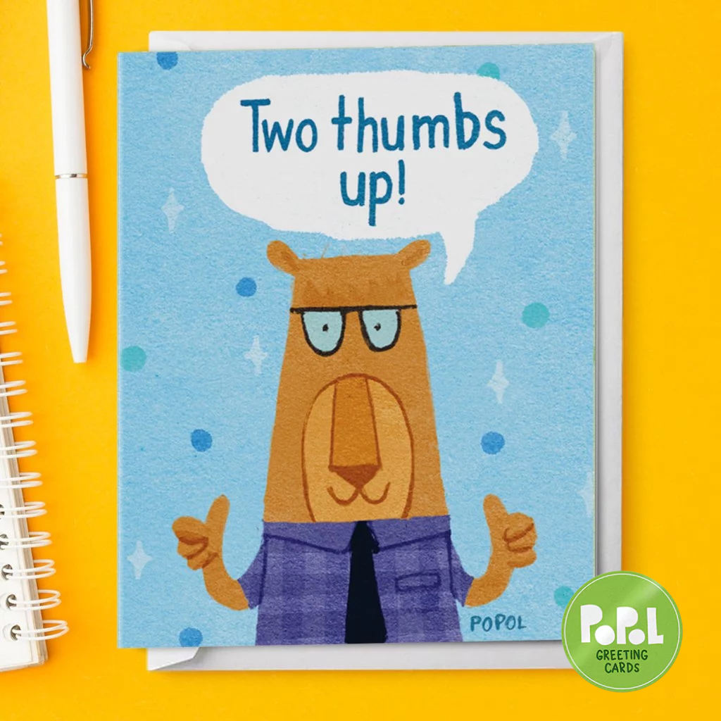 Popol - Two Thumbs Up - Encouragement Office Greeting Card Cute ...