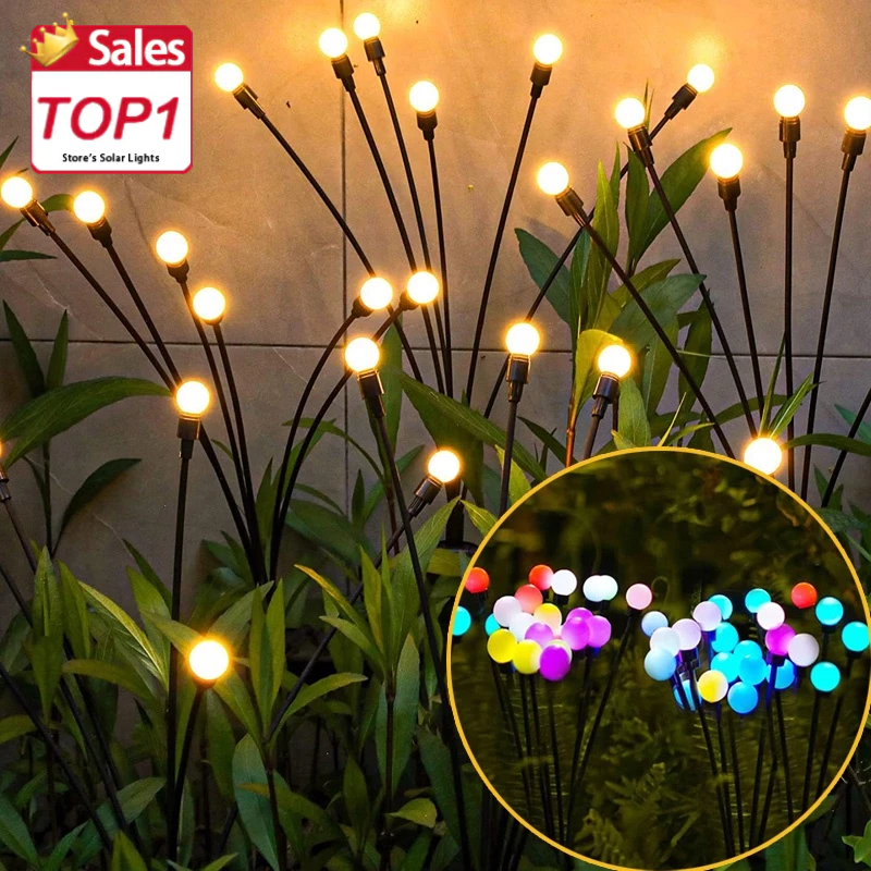 Solar Lights Outdoor Romantic Rocking Firefly Led Waterproof Light Ball 