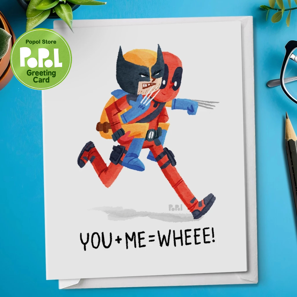 Popol - You Me Wheee Deadpool Wolverine Cute Greeting Card Boyfriend ...