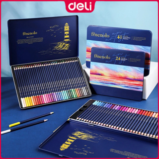 Deli 12/24/36/48pcs Set Coloring Pencils Soft Core, Water Color
