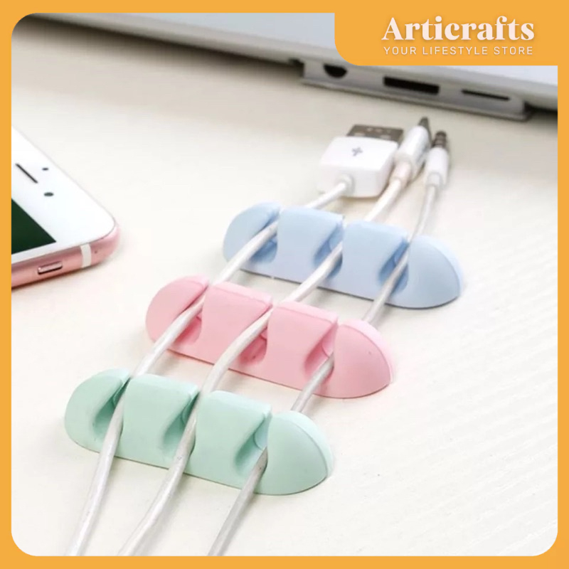 2pcs/set Pastel Series Adhesive Silicon Cable Wire Organizer | Shopee ...