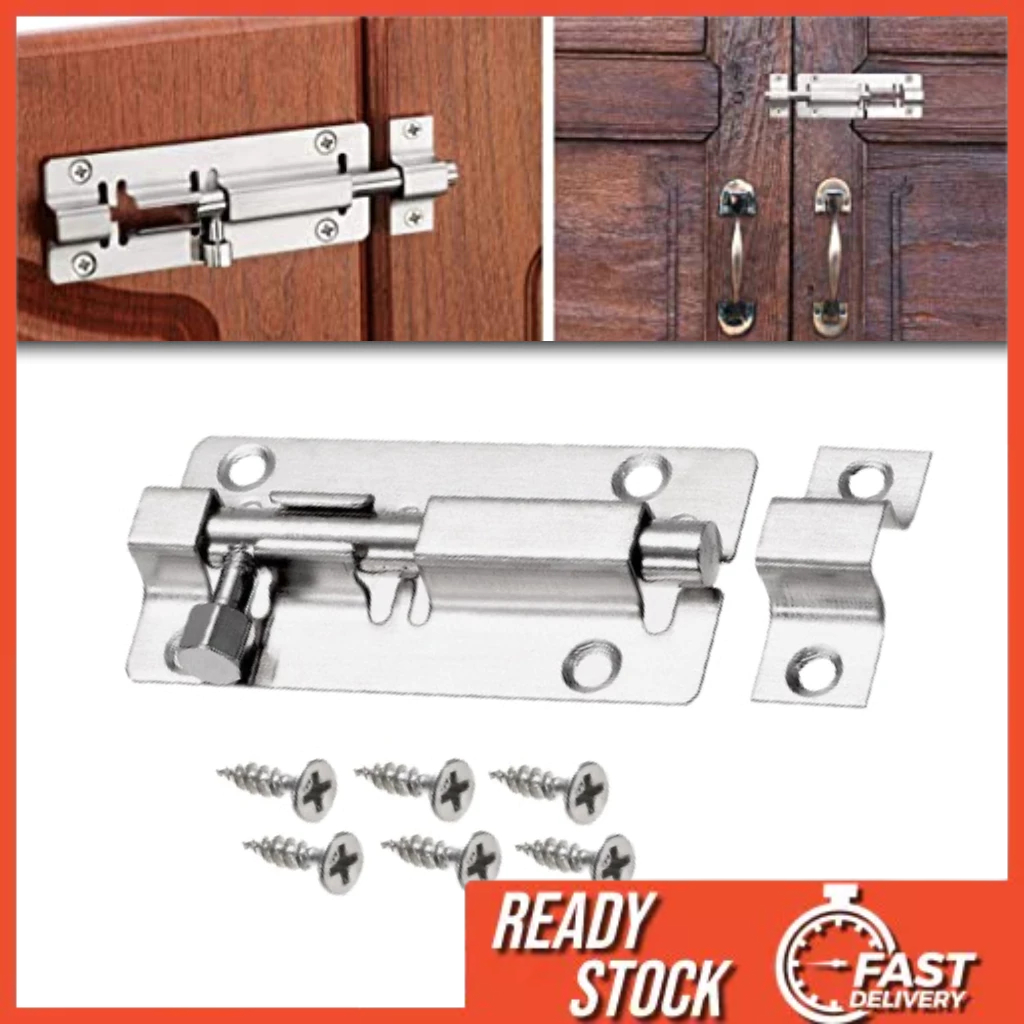 Stainless Steel Barrel Bolt Sliding Latch Lock – 3.2 Inch, For Bathroom, Toilet, Window, Furniture & Pet Gates