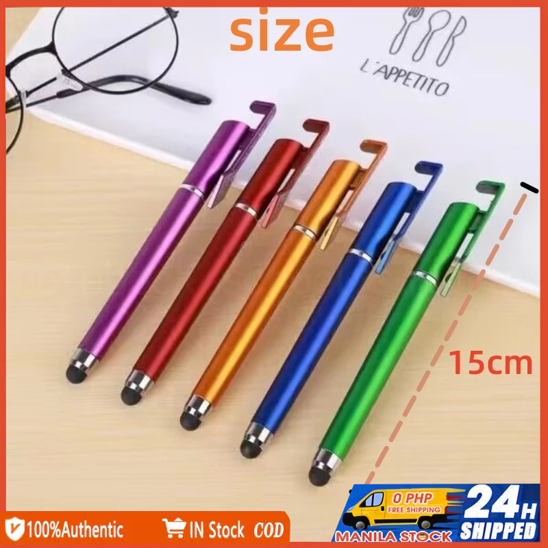 3-in-1 Metallic Black Ink Gel Pen with Stylus and Phone Holder  Multi-function Touch Screen Ballpen
