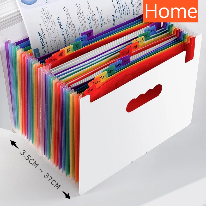 Rainbow Accordion File Folder with 24 Slots Flip String Buckle Multi ...