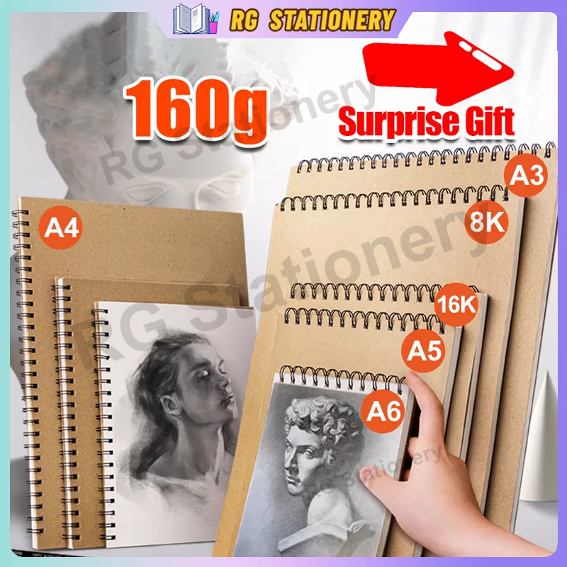 【Ready Stock】A3/A4/A5 Sketchbook Thick Sketch Pad Kraft Blank For