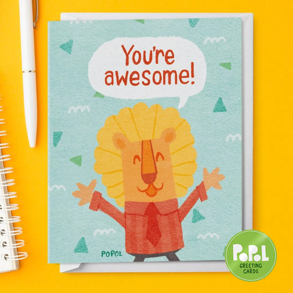 Popol - You're Awesome - Encouragement Office Greeting Card Cute ...