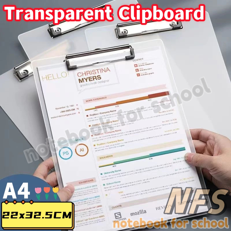 NFS A4 Transparent Clipboard Paper Folder File Organizer Board Clip ...