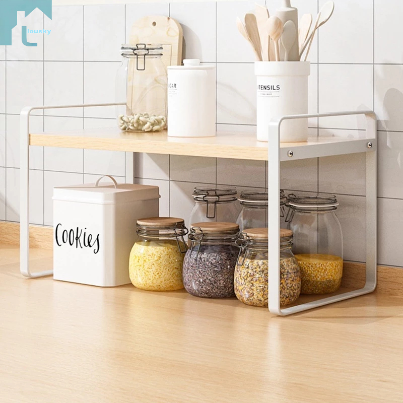 Modern minimalist wrought iron rack kitchen for storage layered shelves ...