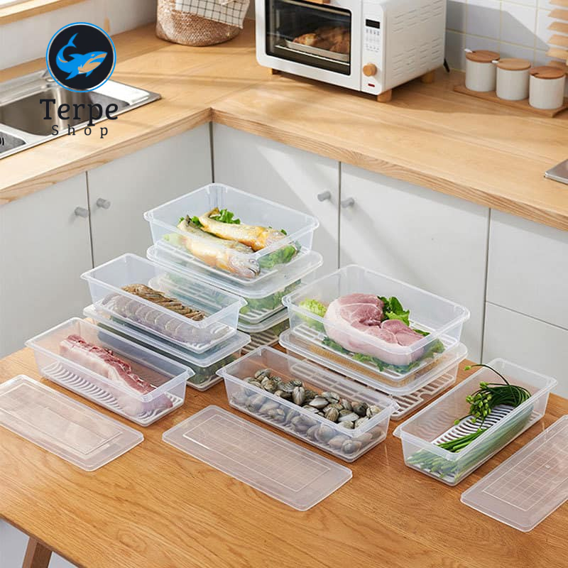 1pc Kitchen Rectangular Refrigerator Drain Storage Box Plastic Fruit ...