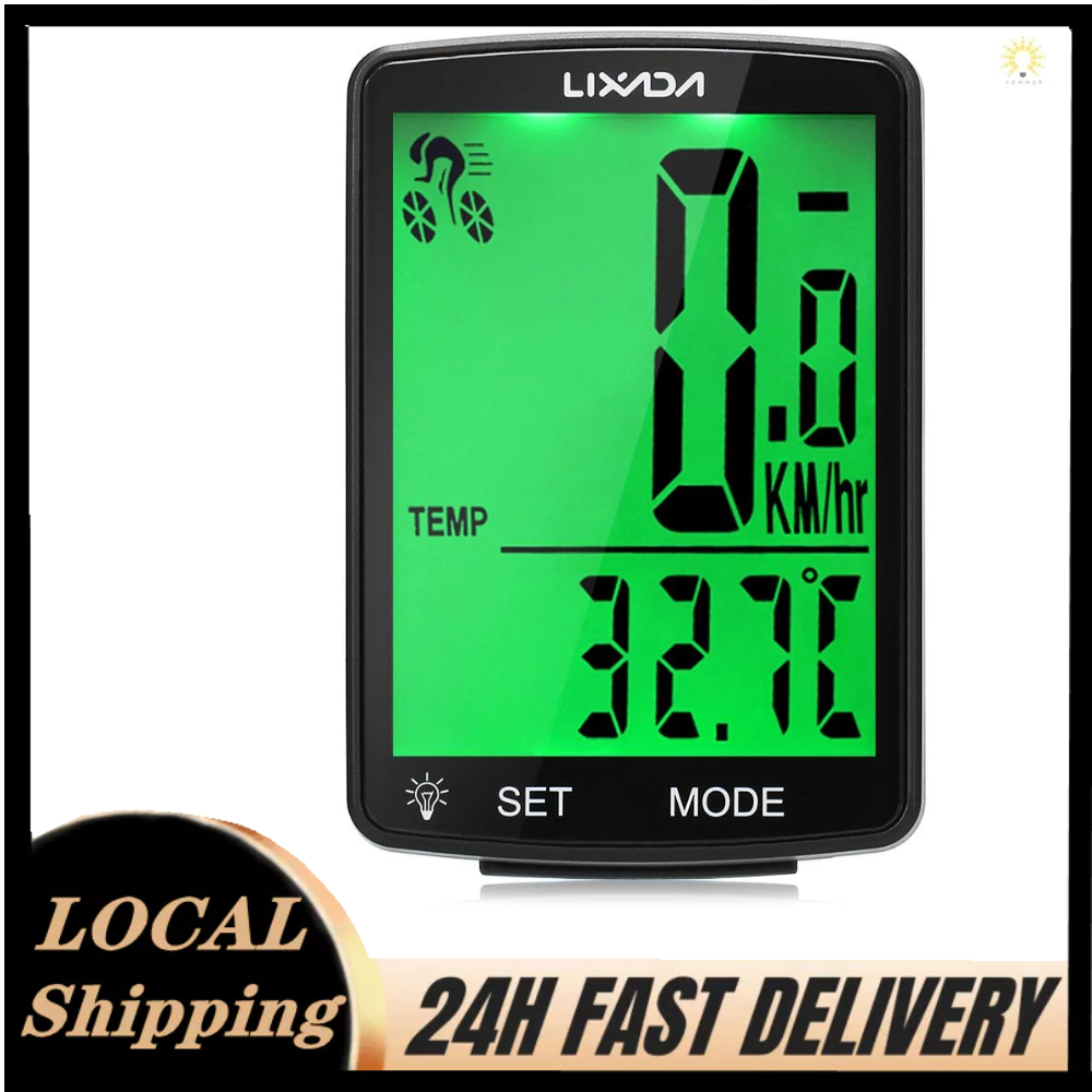 LIXADA Wireless Bike Computer Multi Functional LCD Screen Bicycle Computer Mountain Bike Speedometer