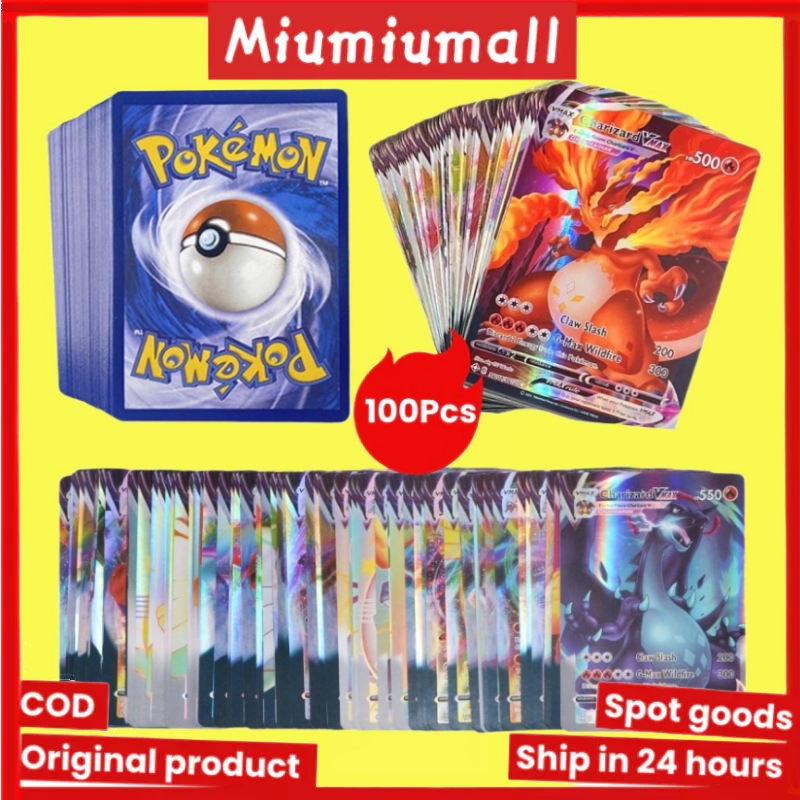 【COD】100pcs New Pokemon Cards Vmax Charizard Pikachu Carte Pokémon Game ...