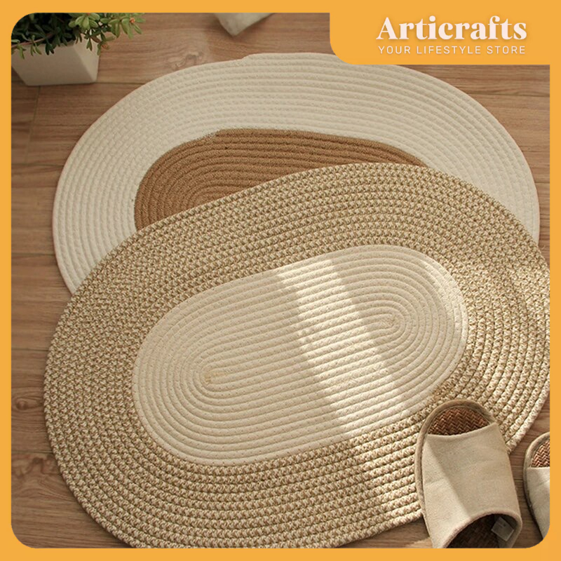 Minimalist Style Hand-woven Nonslip Rug Doormat Combined Color | Shopee ...