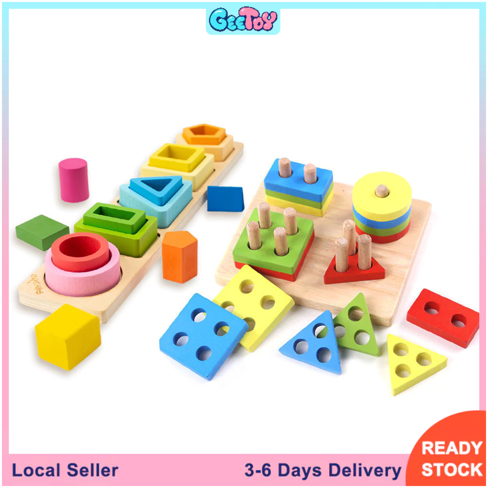Geetoy Color Shape Matching Geometric Columns Educational Toys for Kids ...