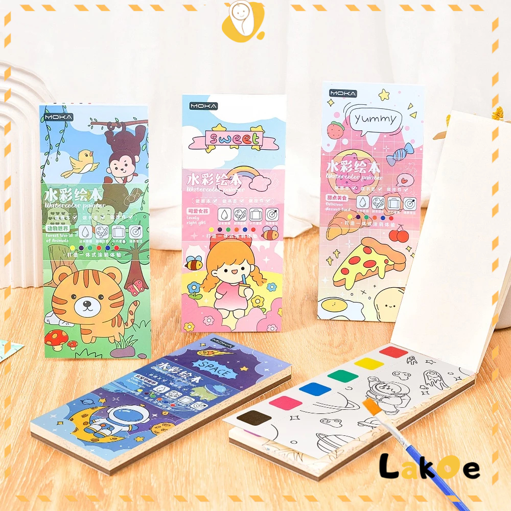 【COD】 WaterColor Book for Kids Coloring Book Set with Paintbrush ...