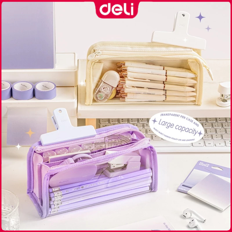 Deli Transparent Window Bag Multi-Purpose Pencil Case BC290/BC291 ...