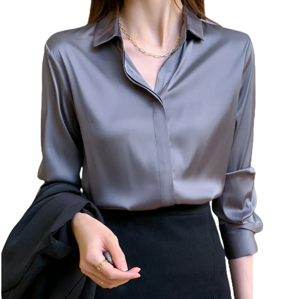 Women Silk Longsleeve Polo Blouse S M Formal Office Wear P2302 Shopee Philippines