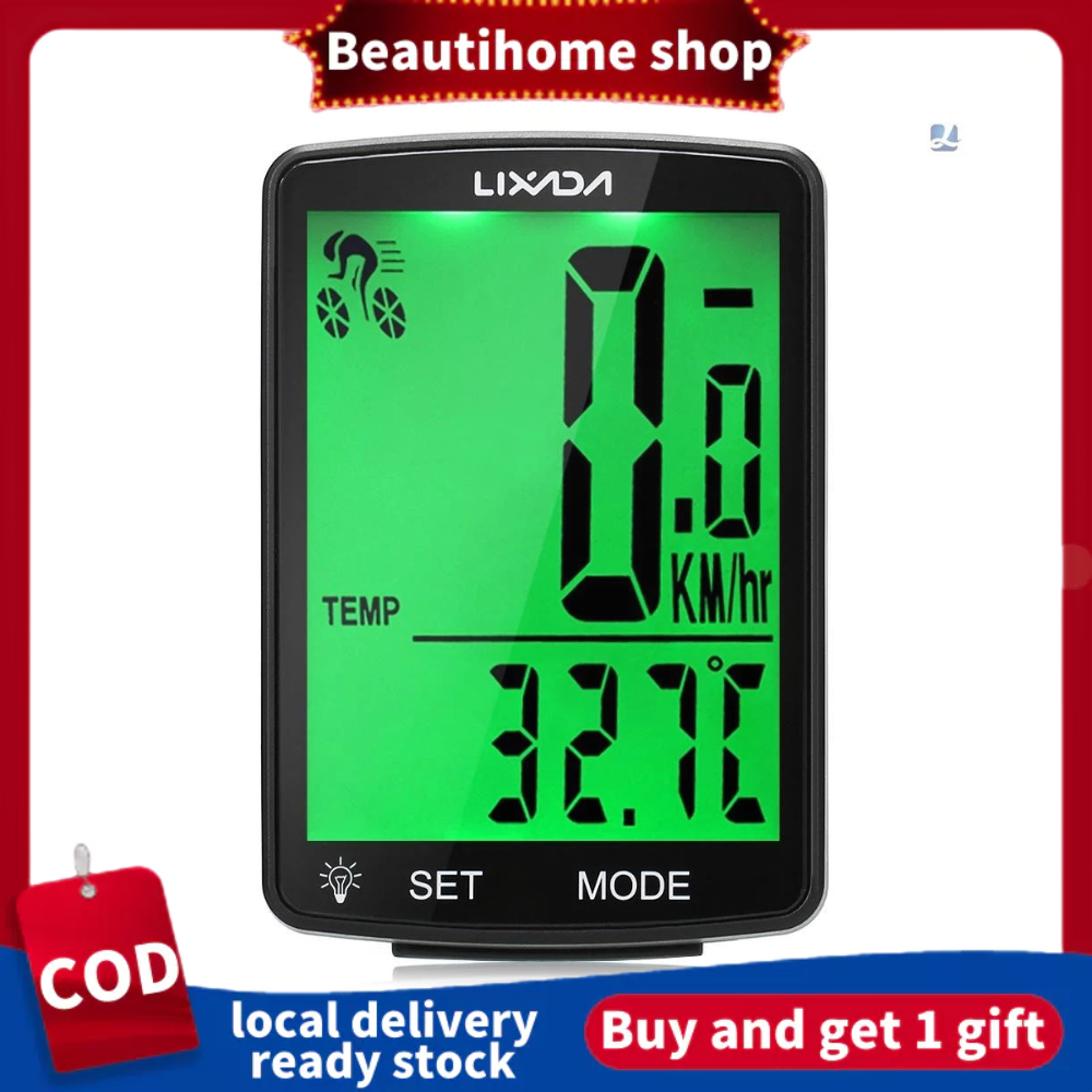 LIXADA Wireless Bike Computer Multi Functional LCD Screen Bicycle