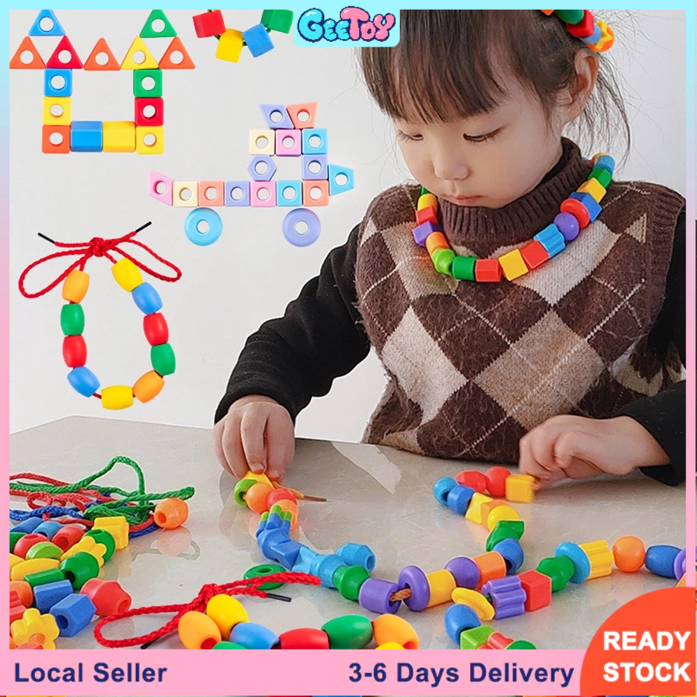 Geetoy Primary Lacing Beads Rainbow Colorful Beads Stringing