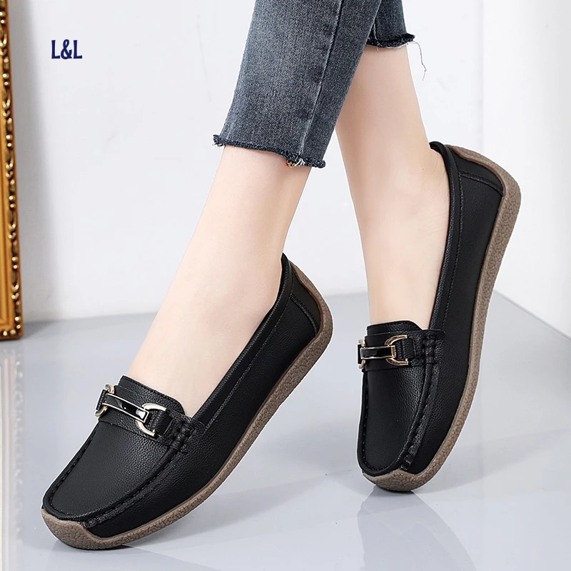 L&L Leather Women Loafers Shoes | Shopee Philippines