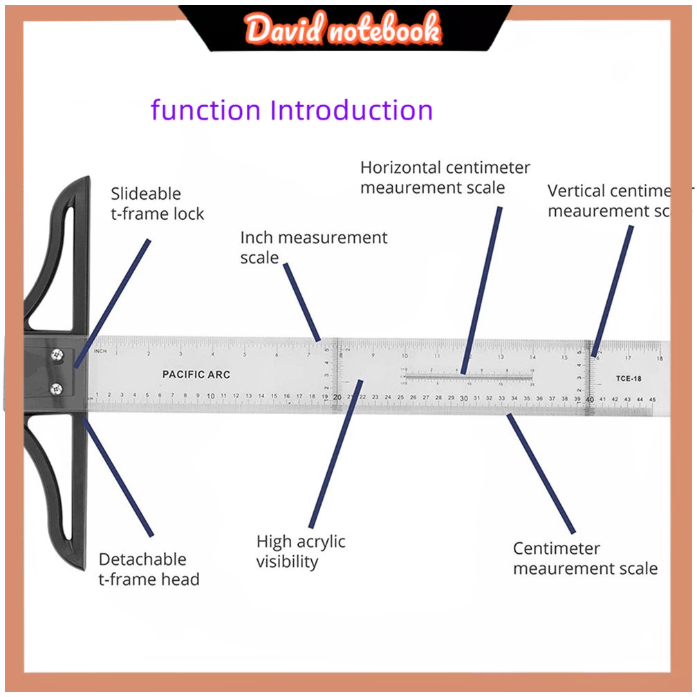 45/60/80cm Plastic T Square Acrylic Graduated Ruler Drafting Detachable ...