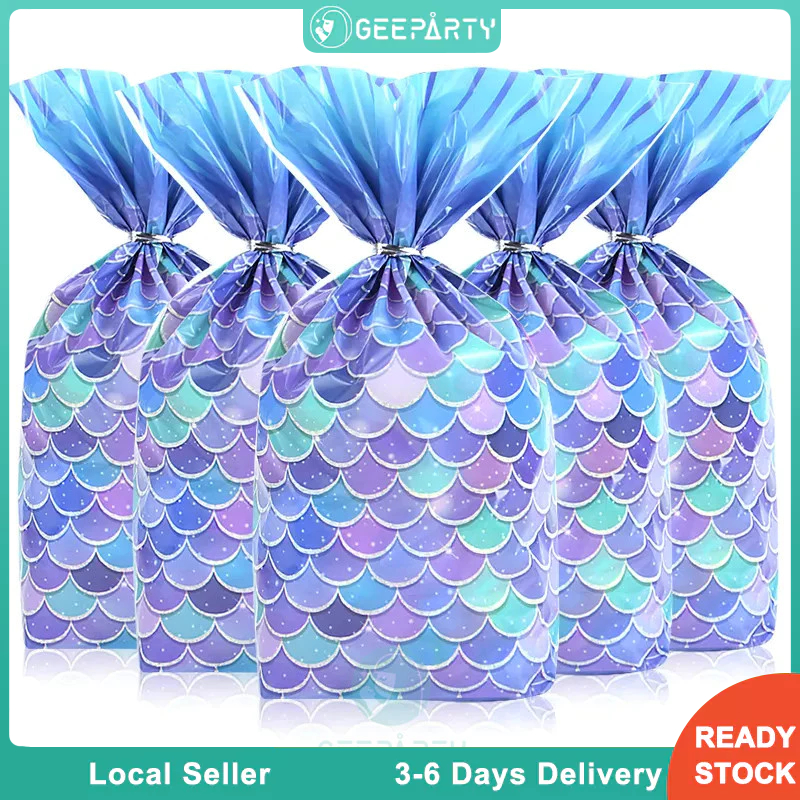 20pcs Mermaid Tail Candy Bag Cookie Bag for Kids Girl Little Mermaid ...