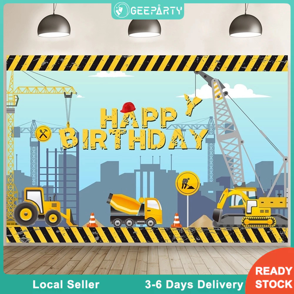 Construction Theme Birthday Backdrop Cloth Truck Birthday Party ...
