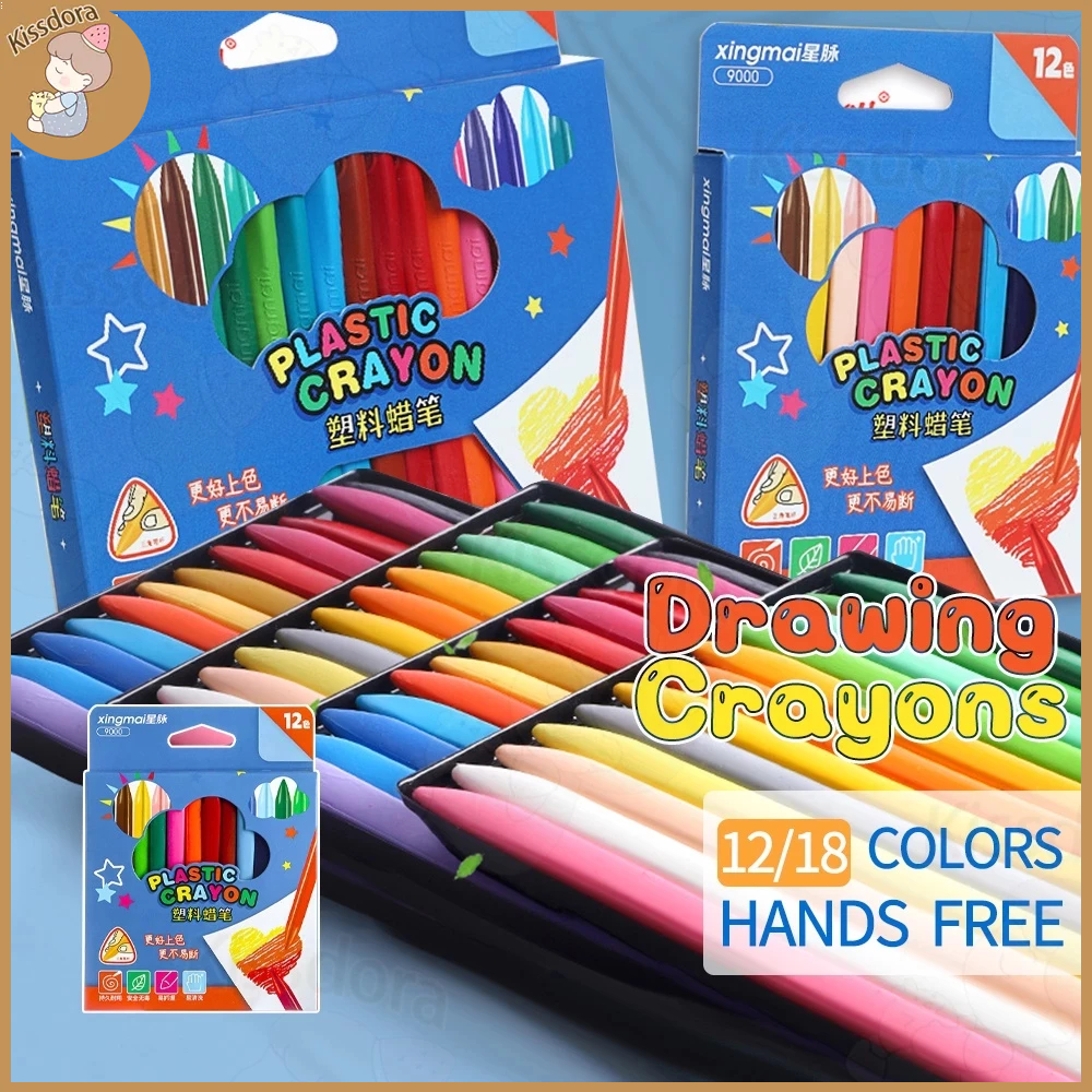 Kissdora Plastic Crayons 12/18 Colors NonToxic Generic Colors Crayons